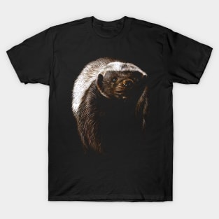 Defiant Defender: Honey Badger Stands Guard in This Striking Tee Design T-Shirt